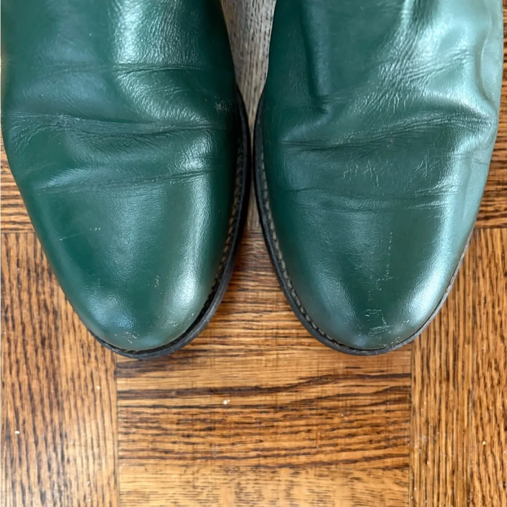 Justin Vintage Cowboy Original Green Roper Western Leather Boots - Made in USA - Picture 13 of 16